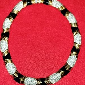 COUTURE Emanuel CINER Haute NECKLACE With Glossy Black Enamel/Rhinestones